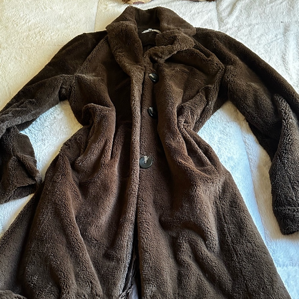 Cabi faux fur brown coat